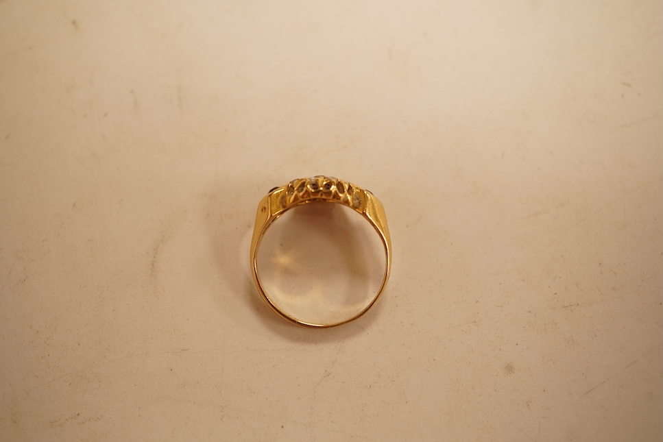 An 18ct, plat and illusion set solitaire diamond ring, size P, gross weight 2.4 grams.
